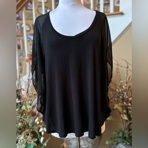 Cielo Medium Black Attached Angel Sleeve Blouse